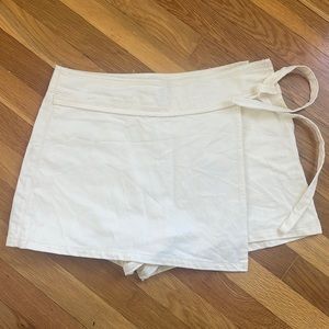 White denim skort with wrap front (Zara)